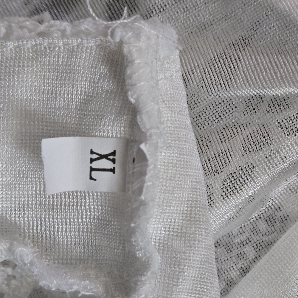 White Crocheted Floral Lace Halter Top Women’s XL Boho Festival Summer Backless - Picture 14 of 16
